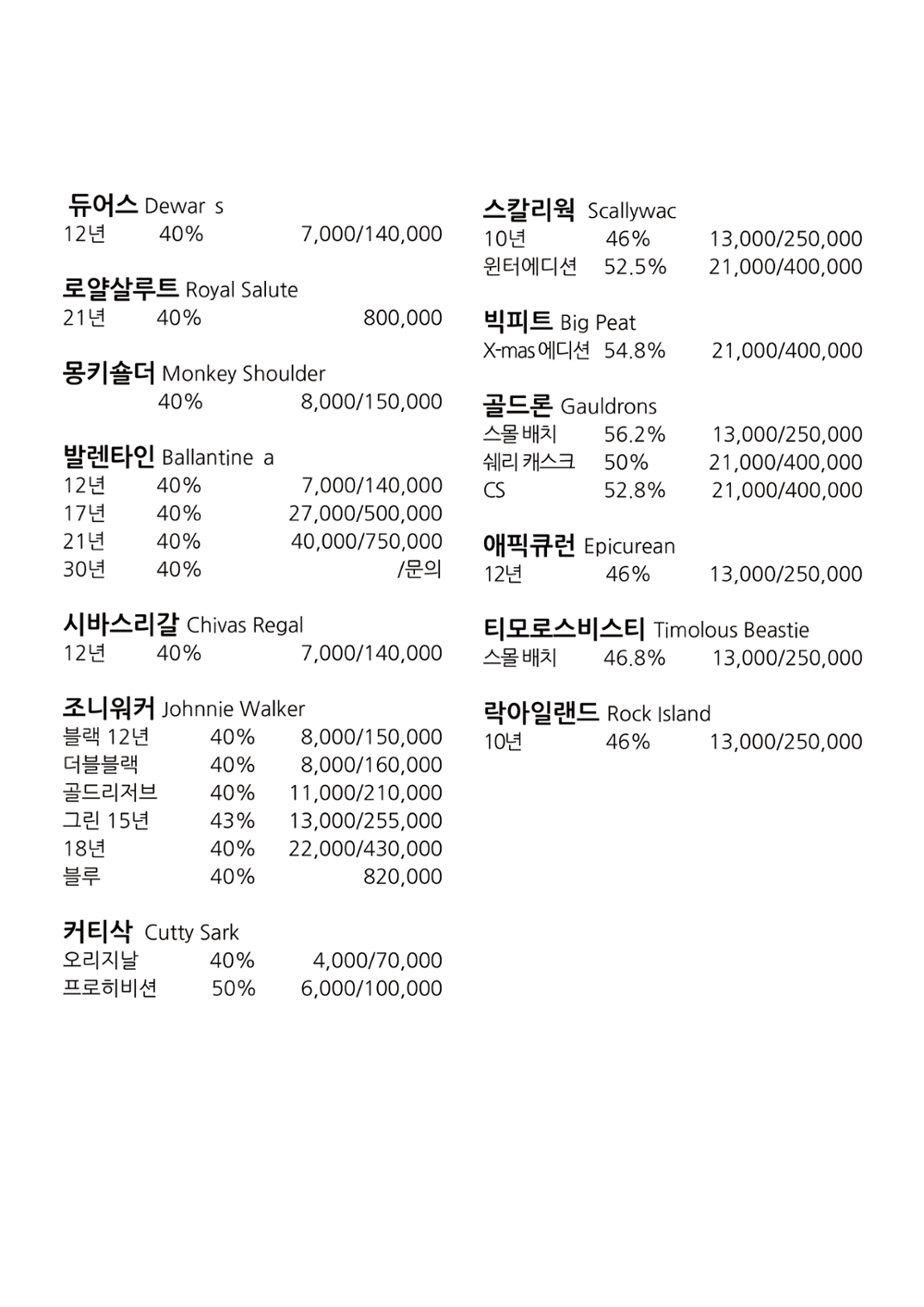 블루몽크 메뉴판 10페이지
