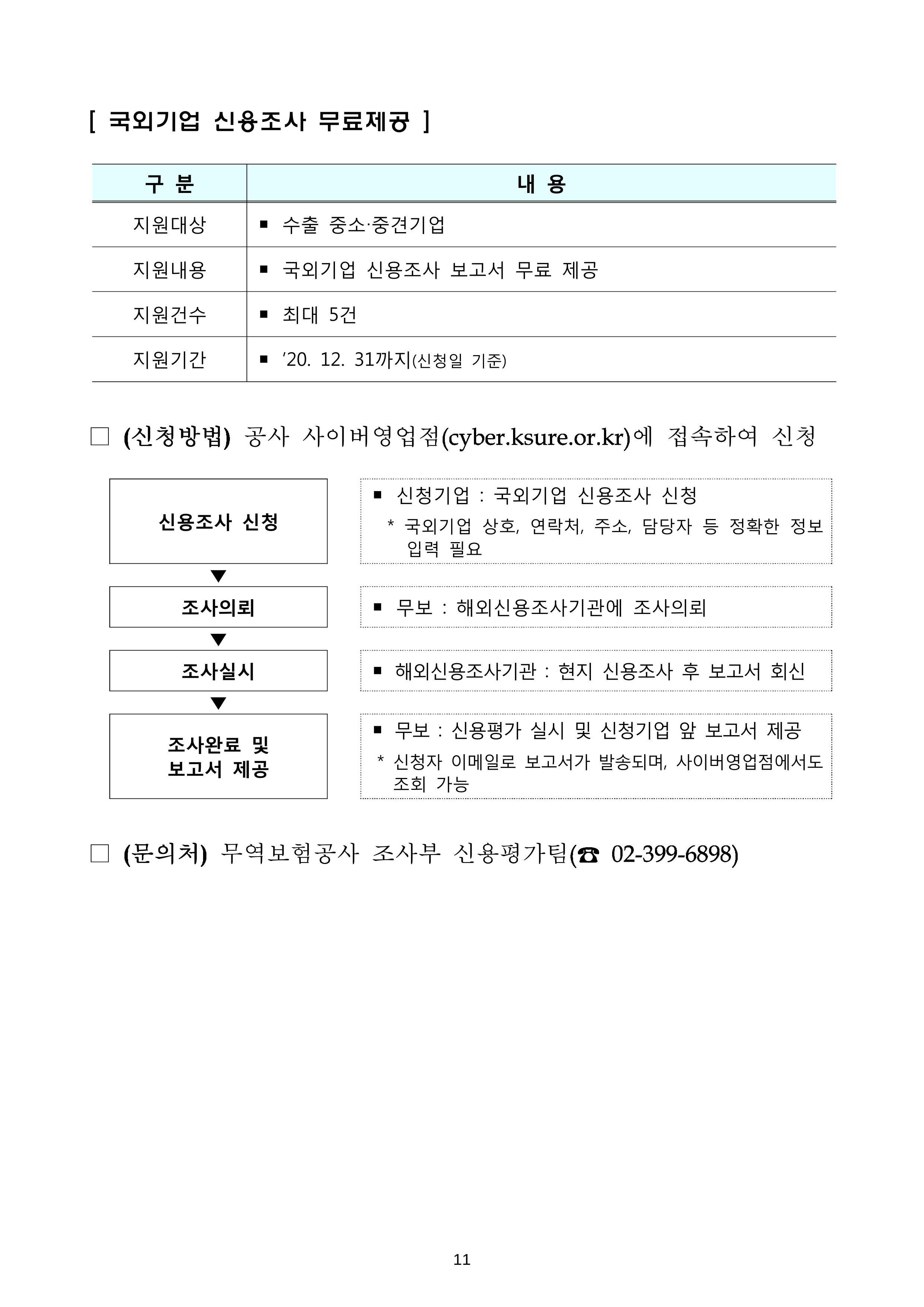 코로나19 기업애로 해소 및 수출지원대책 안내 11페이지