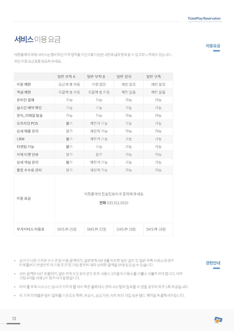 실시간 온라인 예약 발권 솔루션 티켓플레이 13페이지