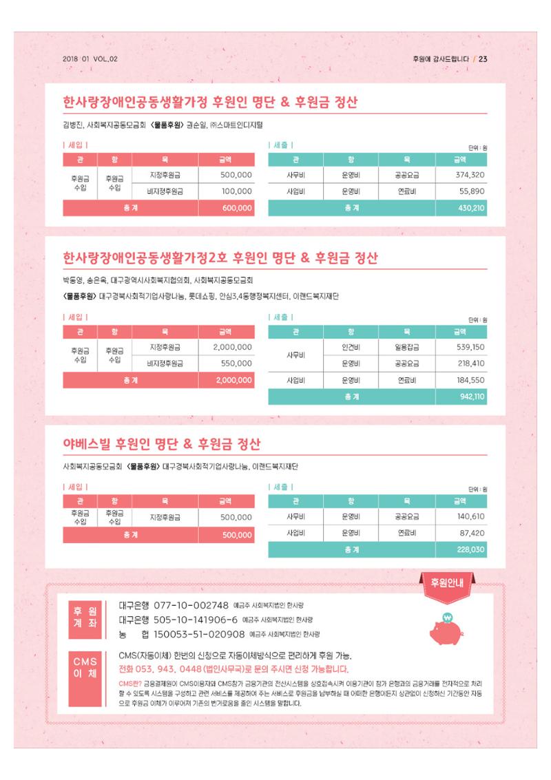 사회복지법인 한사랑 소식지 2호 23페이지