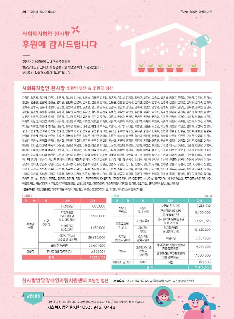 사회복지법인 한사랑 소식지 6호 26페이지