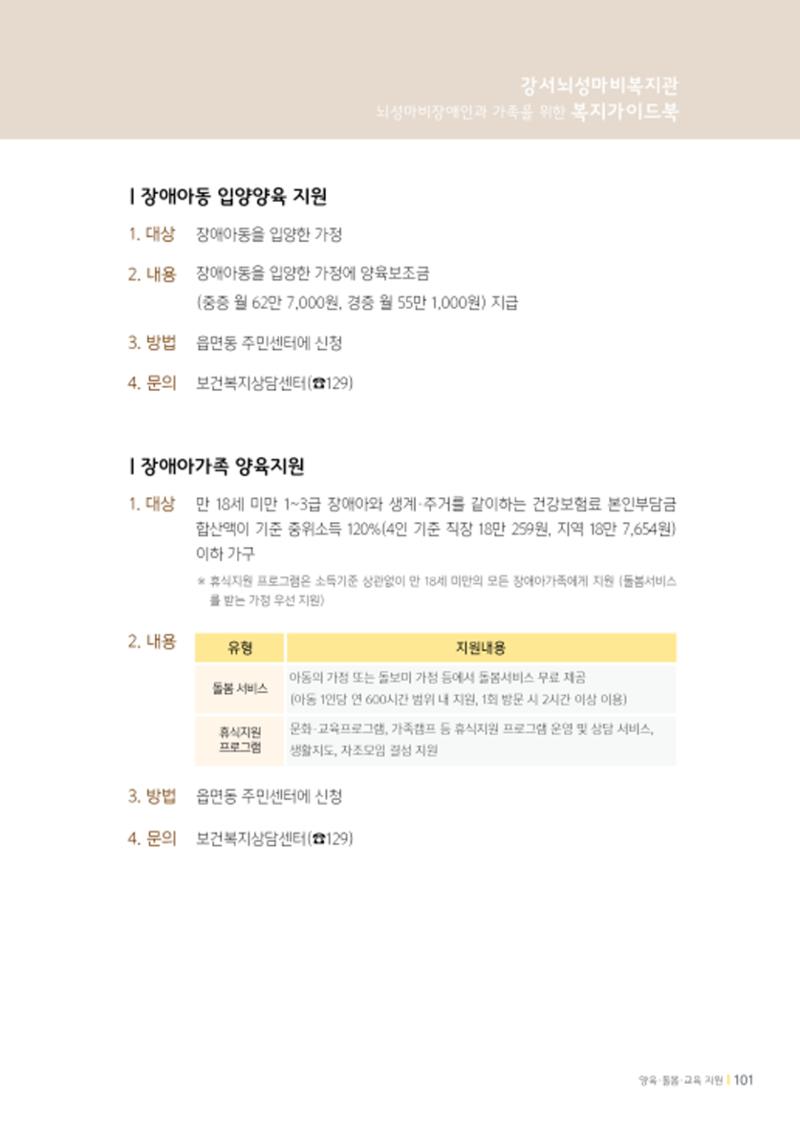 2020년 뇌성마비장애인과 가족을 위한 복지가이드북  100페이지