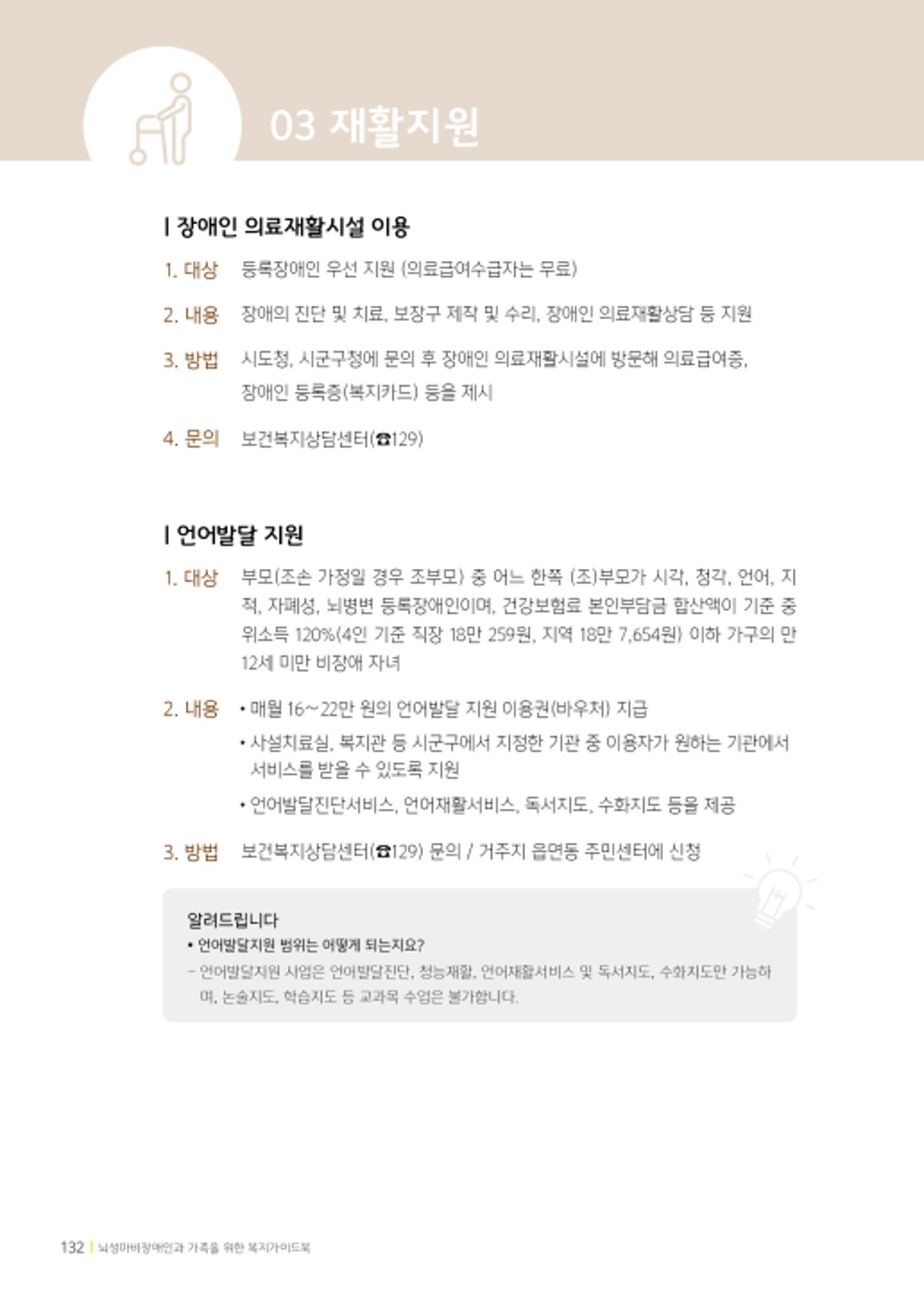 2020년 뇌성마비장애인과 가족을 위한 복지가이드북  131페이지