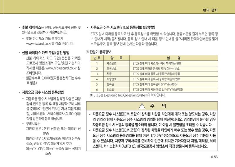 K7 차량 매뉴얼 130페이지