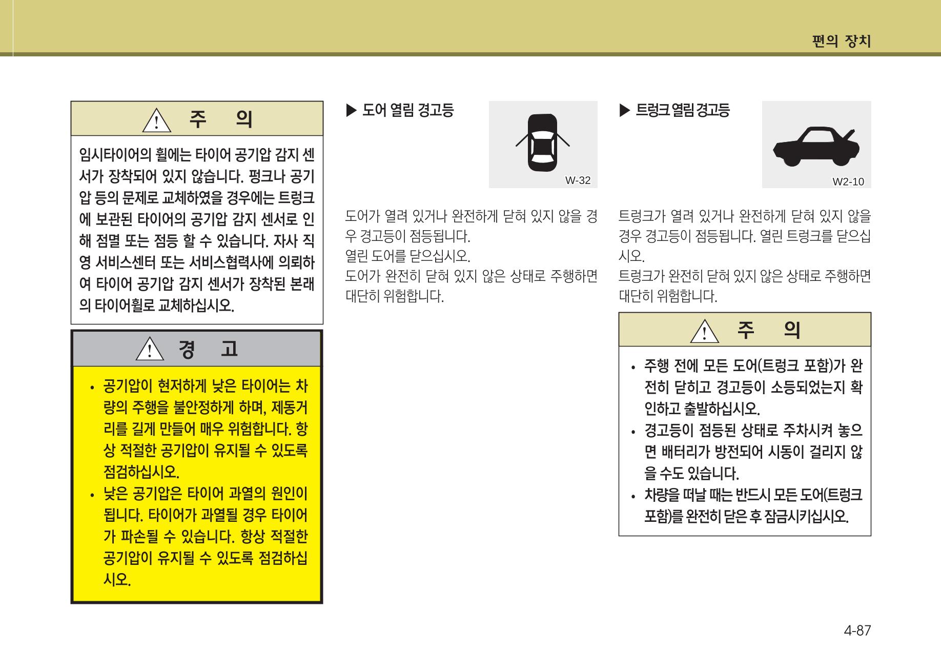 K7 차량 매뉴얼 164페이지