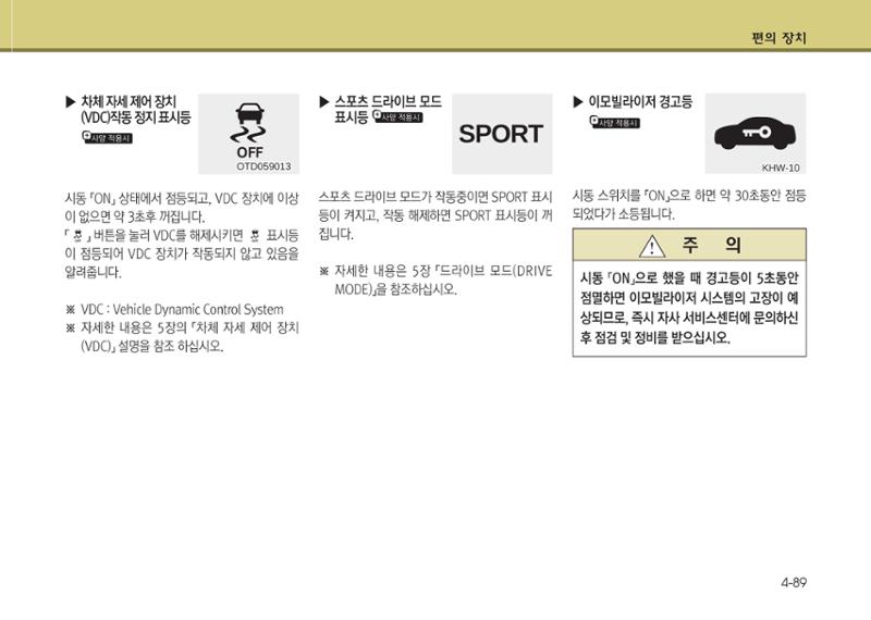 K7 차량 매뉴얼 166페이지