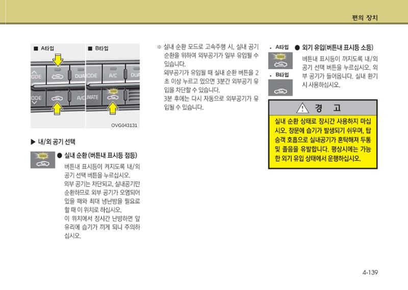 K7 차량 매뉴얼 216페이지