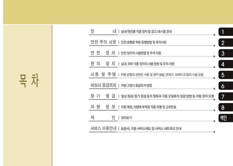 K7 차량 매뉴얼 3페이지