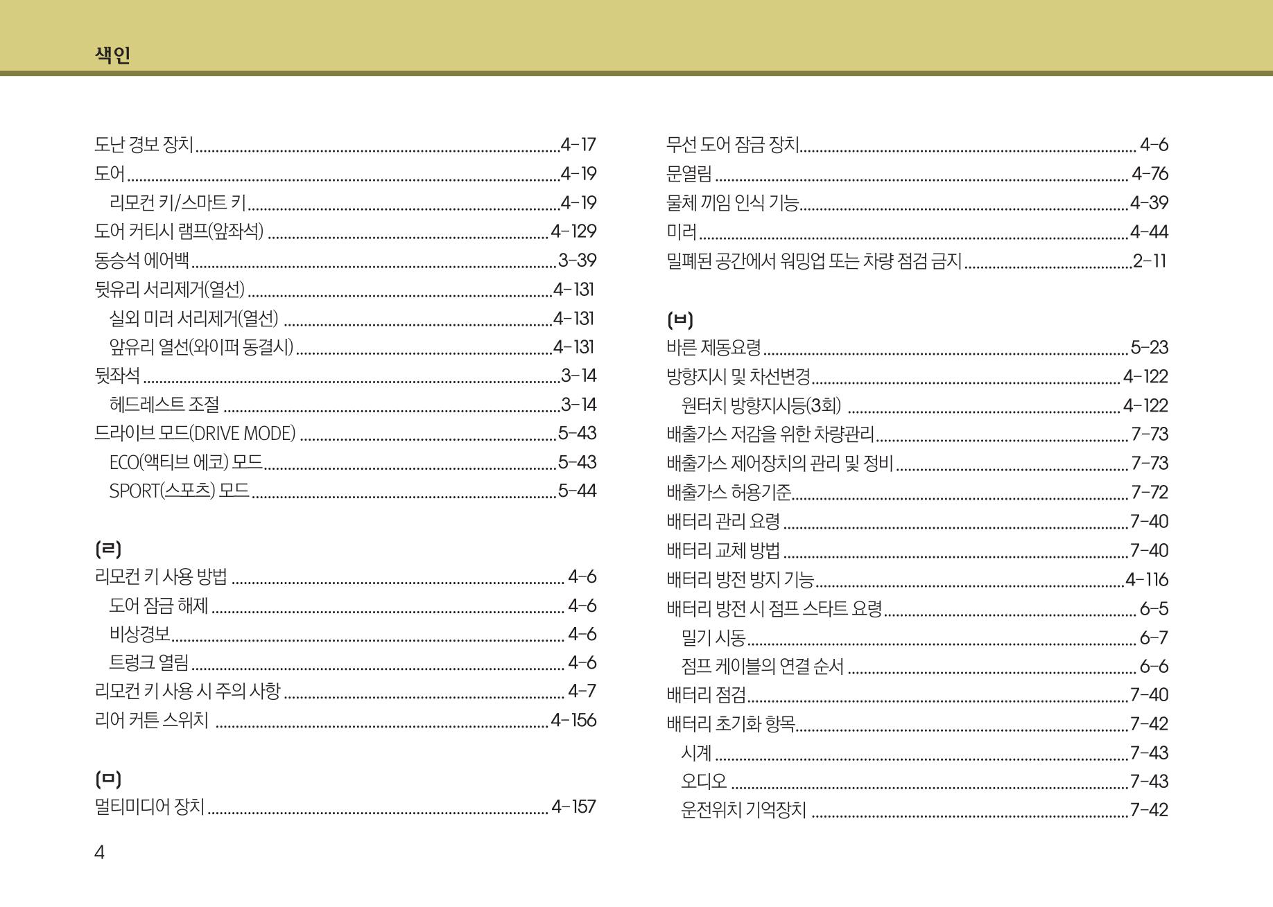 K7 차량 매뉴얼 428페이지