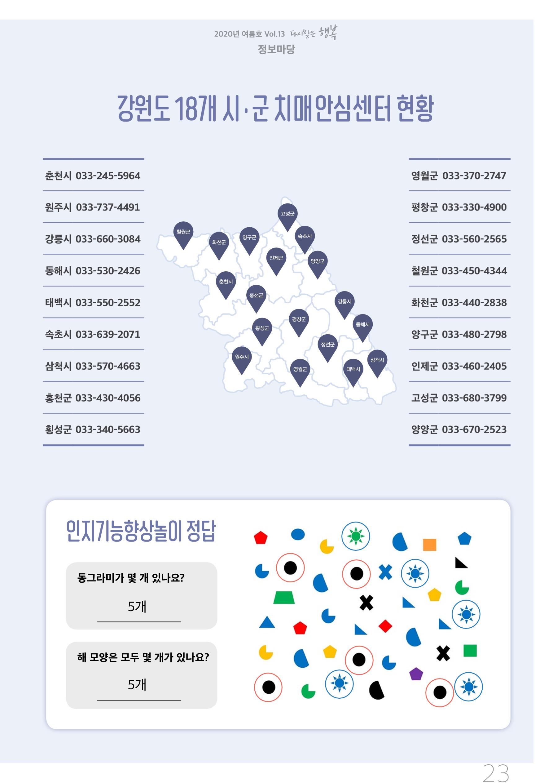 강원도광역치매센터 2020년 여름호 소식지 23페이지