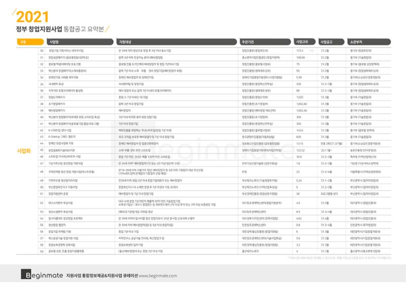 2021년 정부창업지원사업 통합공고 (비긴메이트) 3페이지