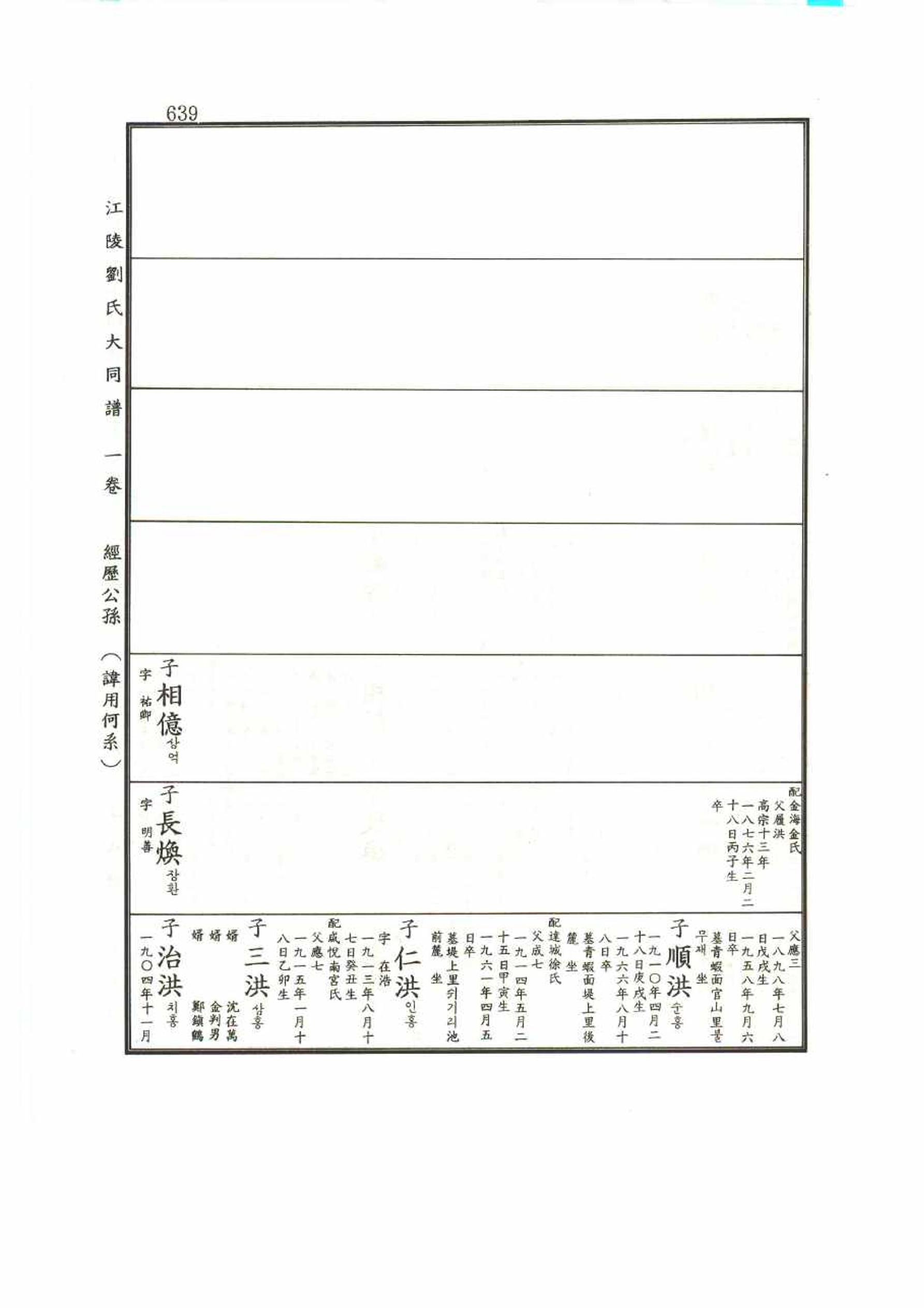강릉유씨대동보1권 639페이지