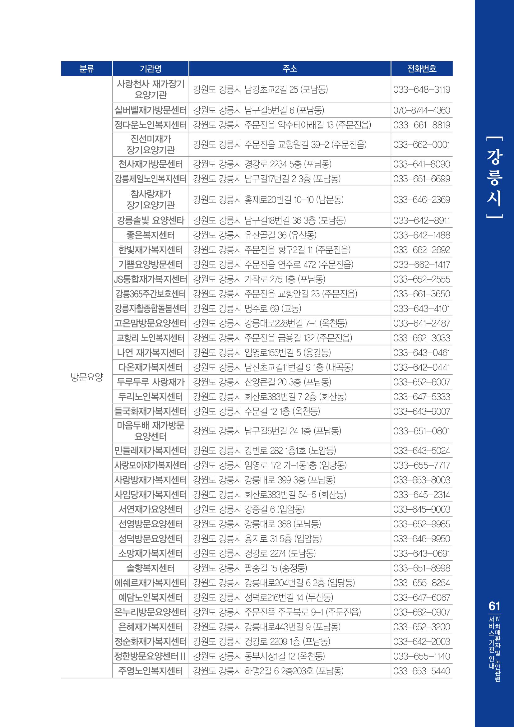강원도 치매환자 및 노인을 위한 서비스 기관 안내서 62페이지
