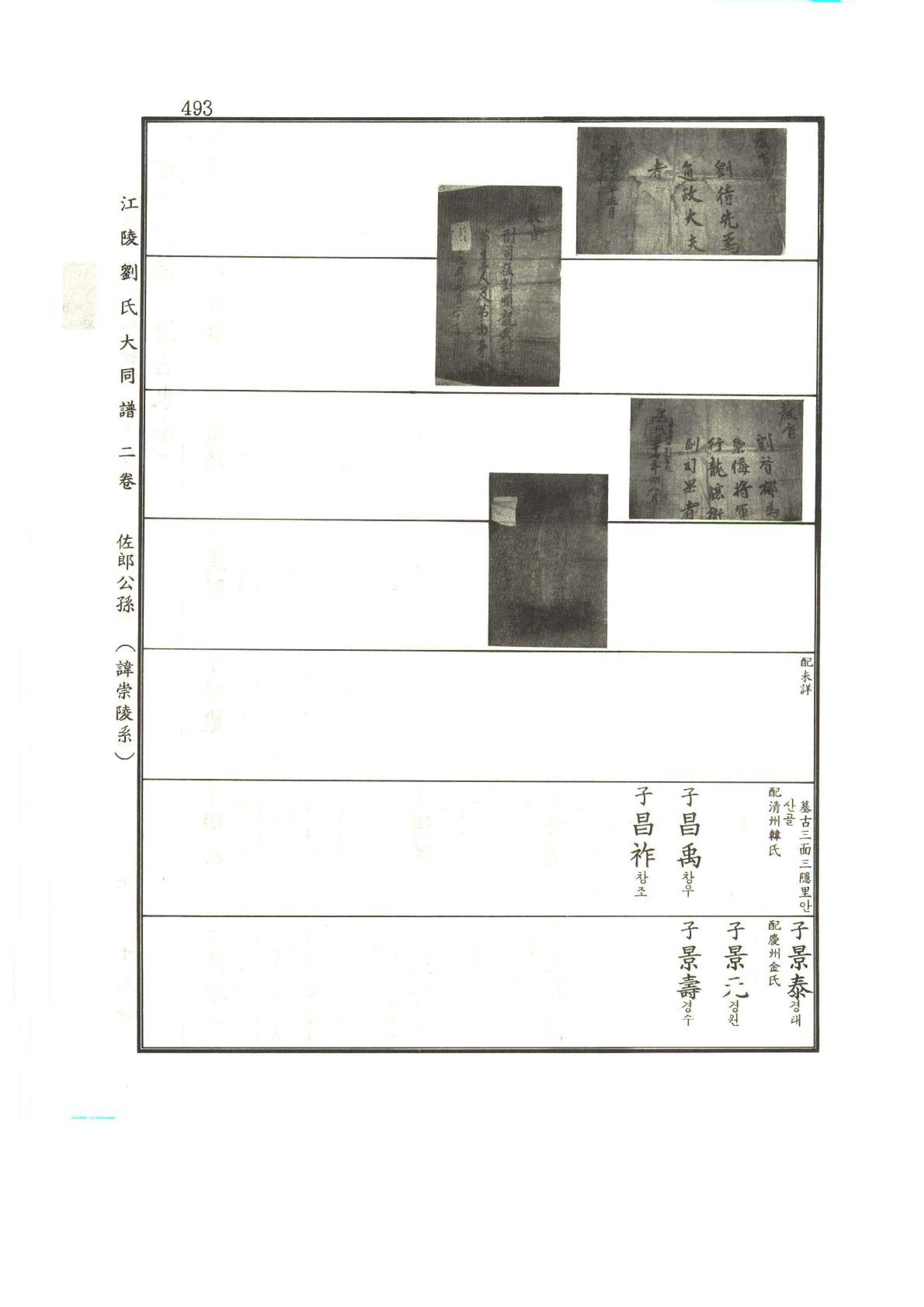 강릉유씨대동보2권상 493페이지