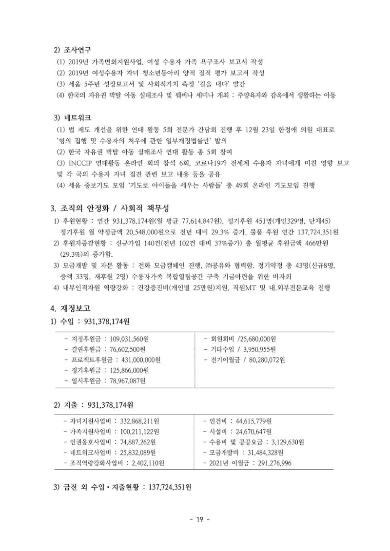 아동복지실천회 세움 정기총회 자료집 21페이지