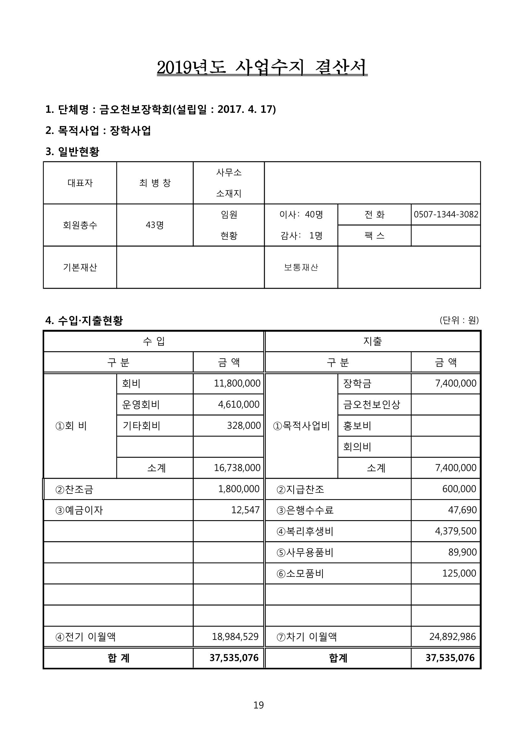 금오천보장학회 2019년 정기총회 자료집 19페이지