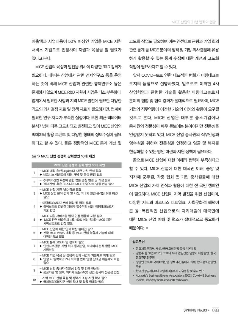 한국관광정책 - 2021 SPRING No.83 84페이지