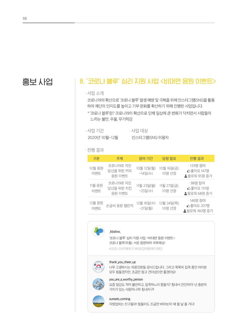 [KBS강태원복지재단] 2020 연간 사업 보고서 18페이지