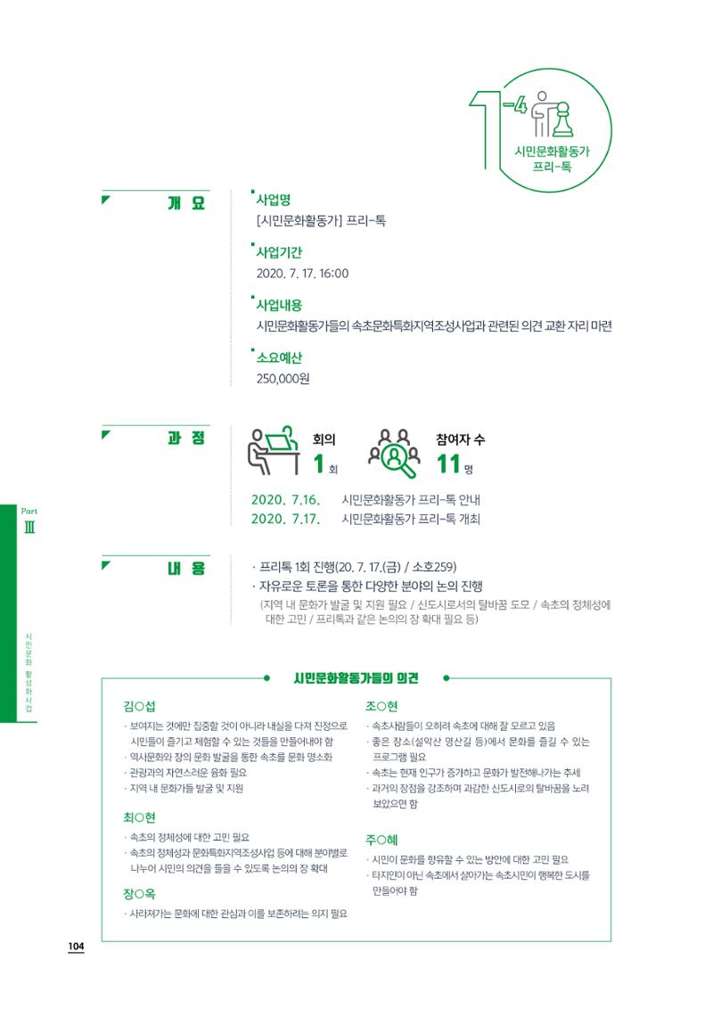2020 속초 문화특화지역조성사업 연감 104페이지