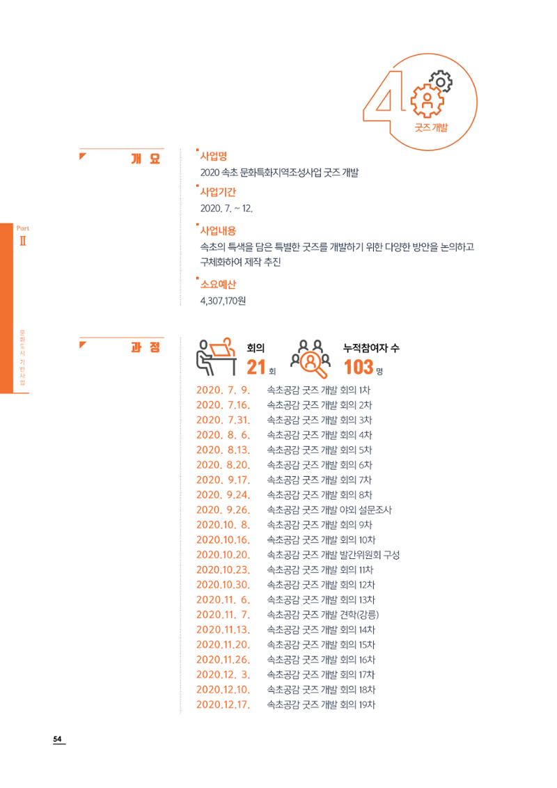2020 속초 문화특화지역조성사업 연감 54페이지