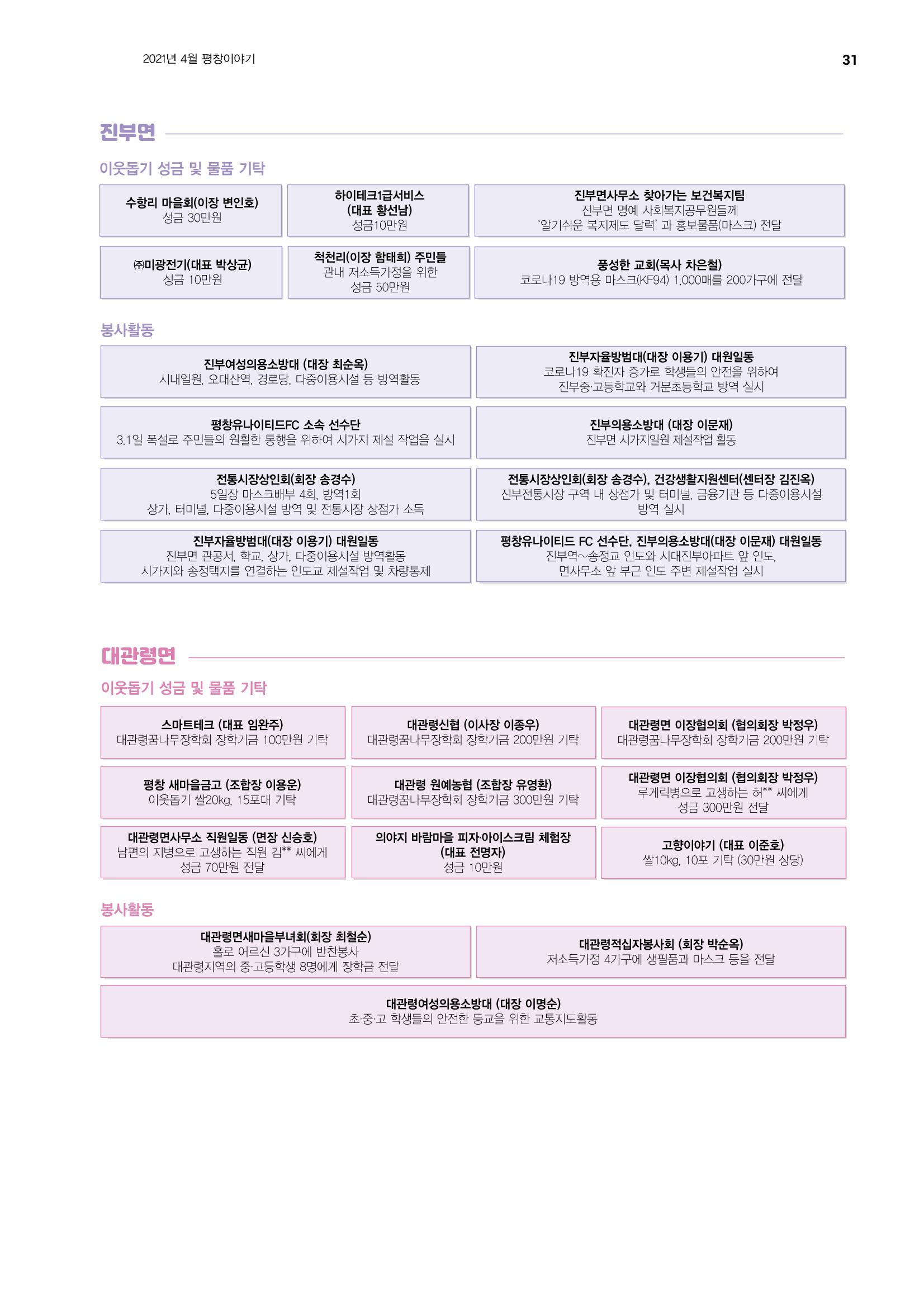 평화도시 평창이야기 2021년 4월호 31페이지