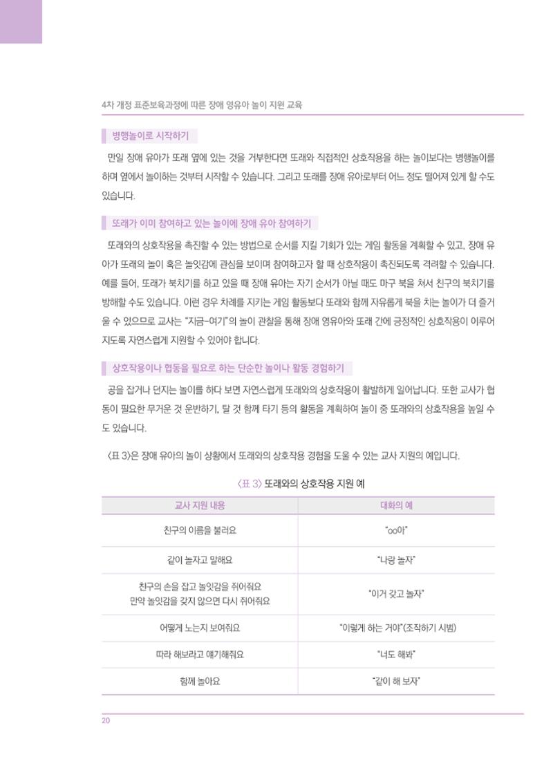 4차 개정 표준보육과정에 따른 장애 영유아 놀이 지원 교육 20페이지
