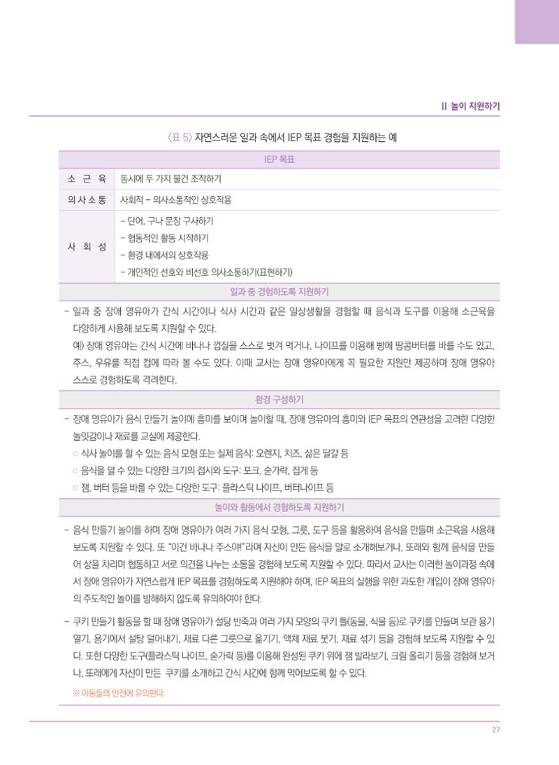 4차 개정 표준보육과정에 따른 장애 영유아 놀이 지원 교육 27페이지