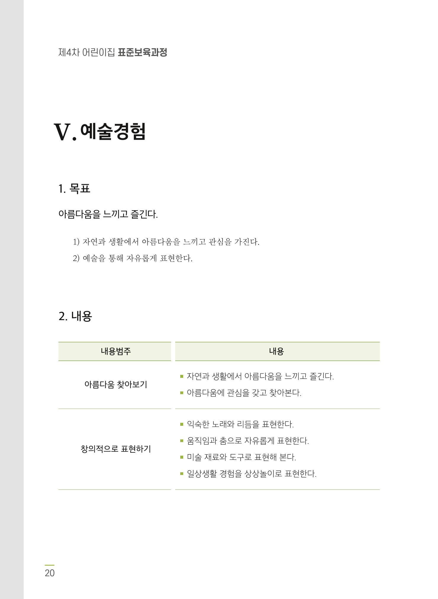 제4차 어린이집 표준보육과정 고시문 22페이지