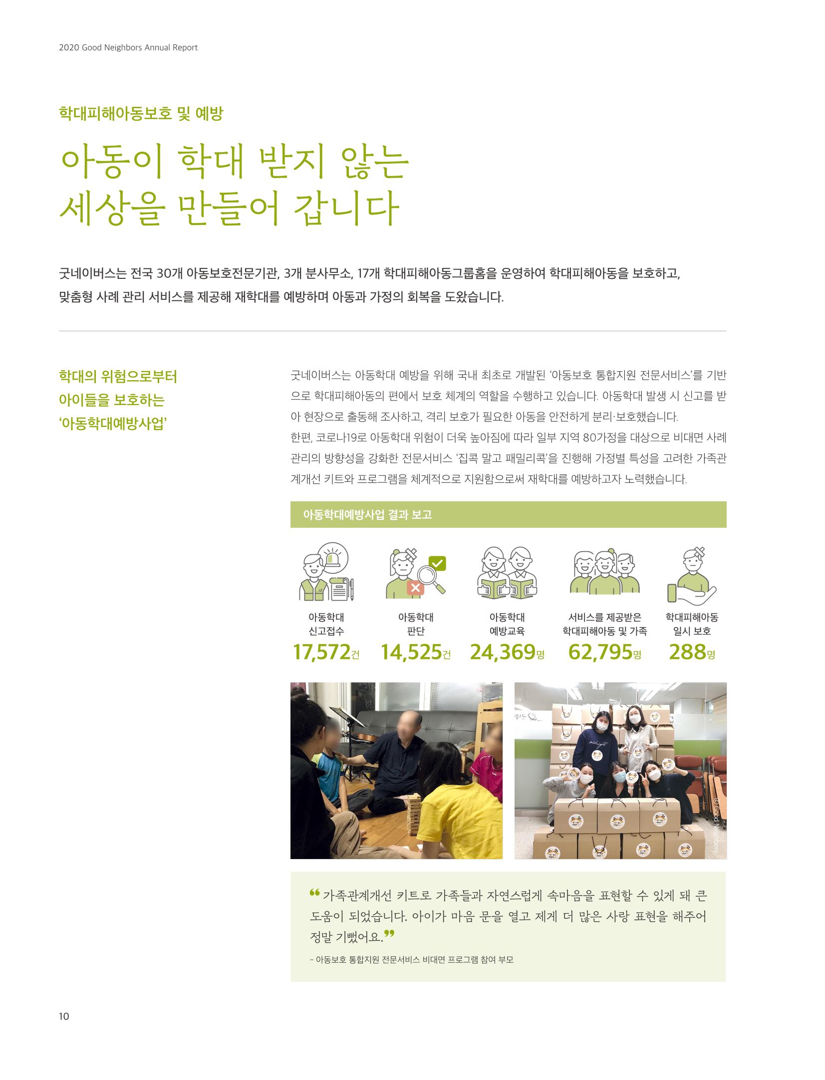 2020 굿네이버스 연차보고서 10페이지