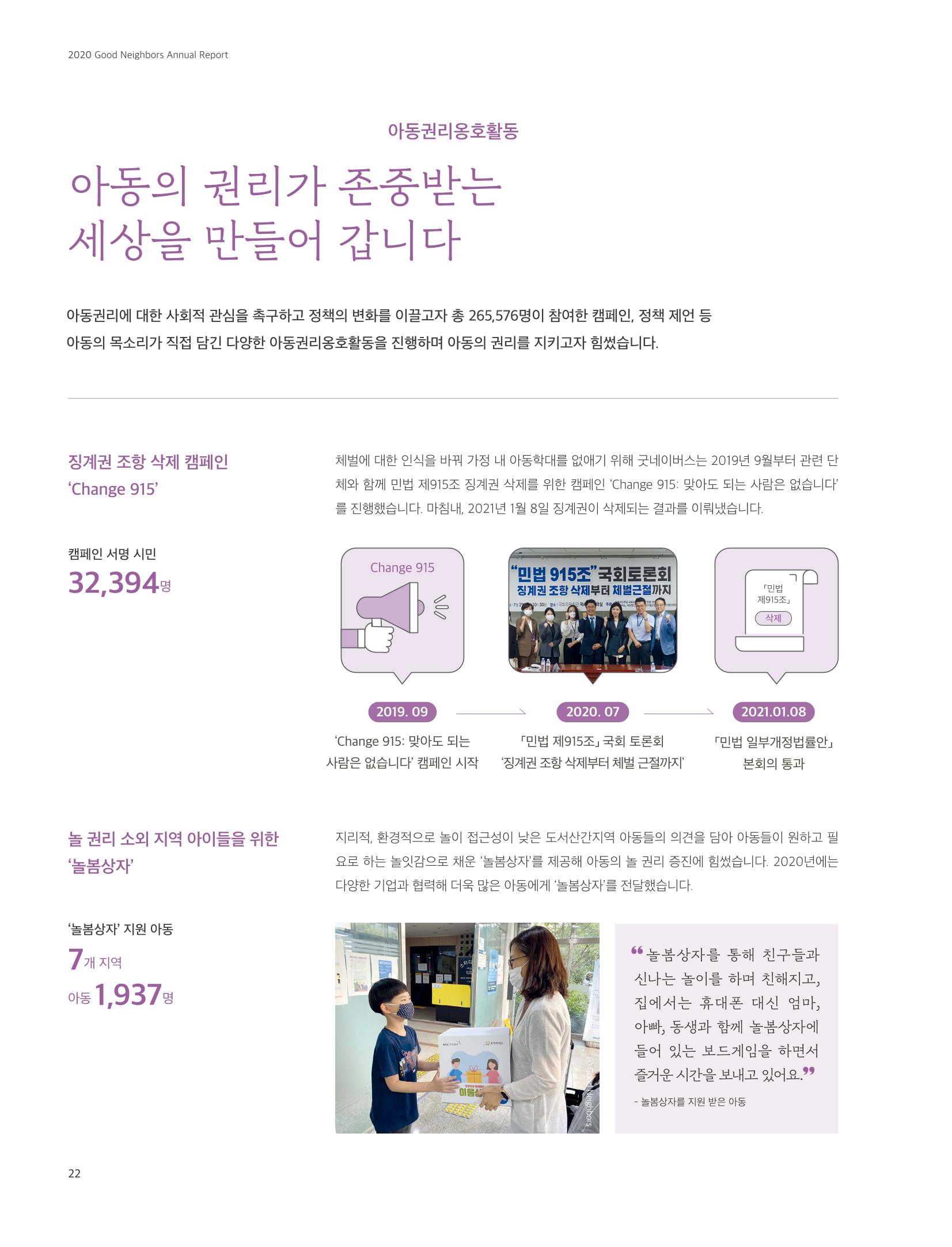 2020 굿네이버스 연차보고서 22페이지