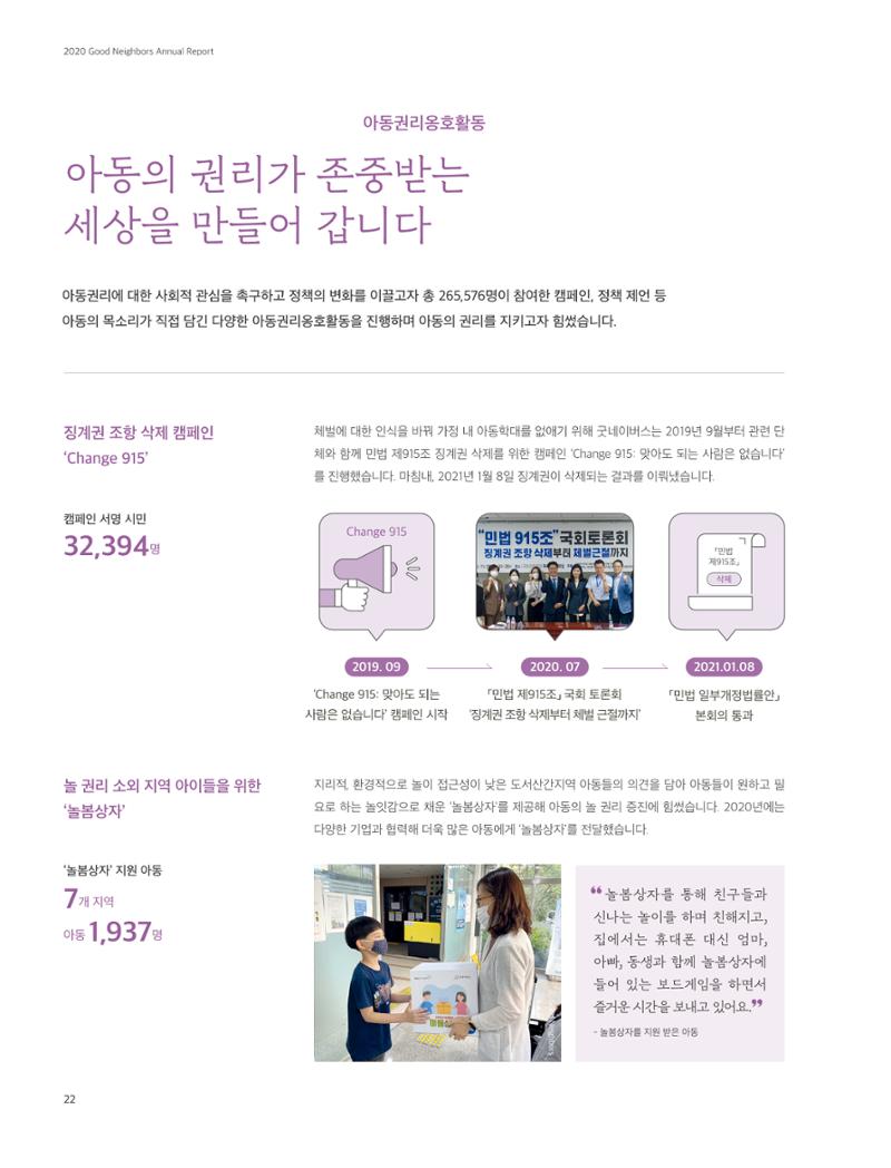 2020 굿네이버스 연차보고서 22페이지