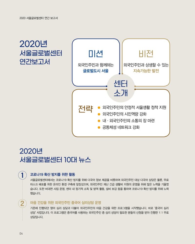 2020 서울글로벌센터 연간보고서 2020 Seoul Global Center Annual Report 4페이지