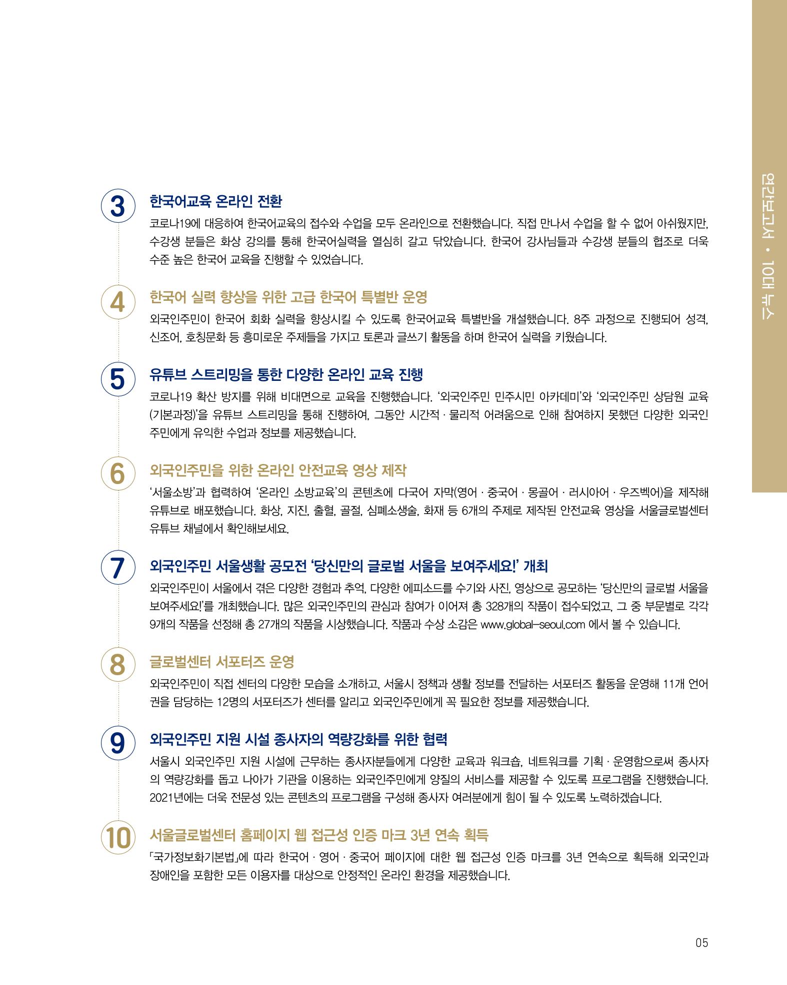 2020 서울글로벌센터 연간보고서 2020 Seoul Global Center Annual Report 5페이지