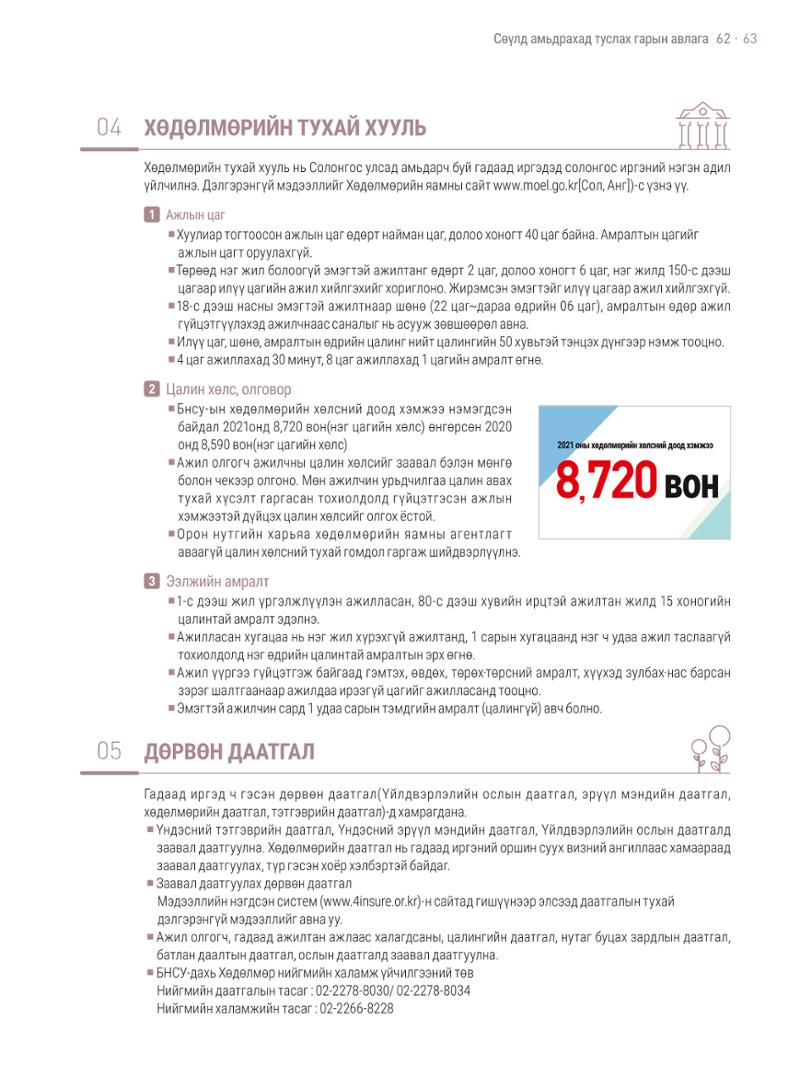 2021 Сөүлд амьдрахад туслах гарын авлага _ 몽골어 62페이지