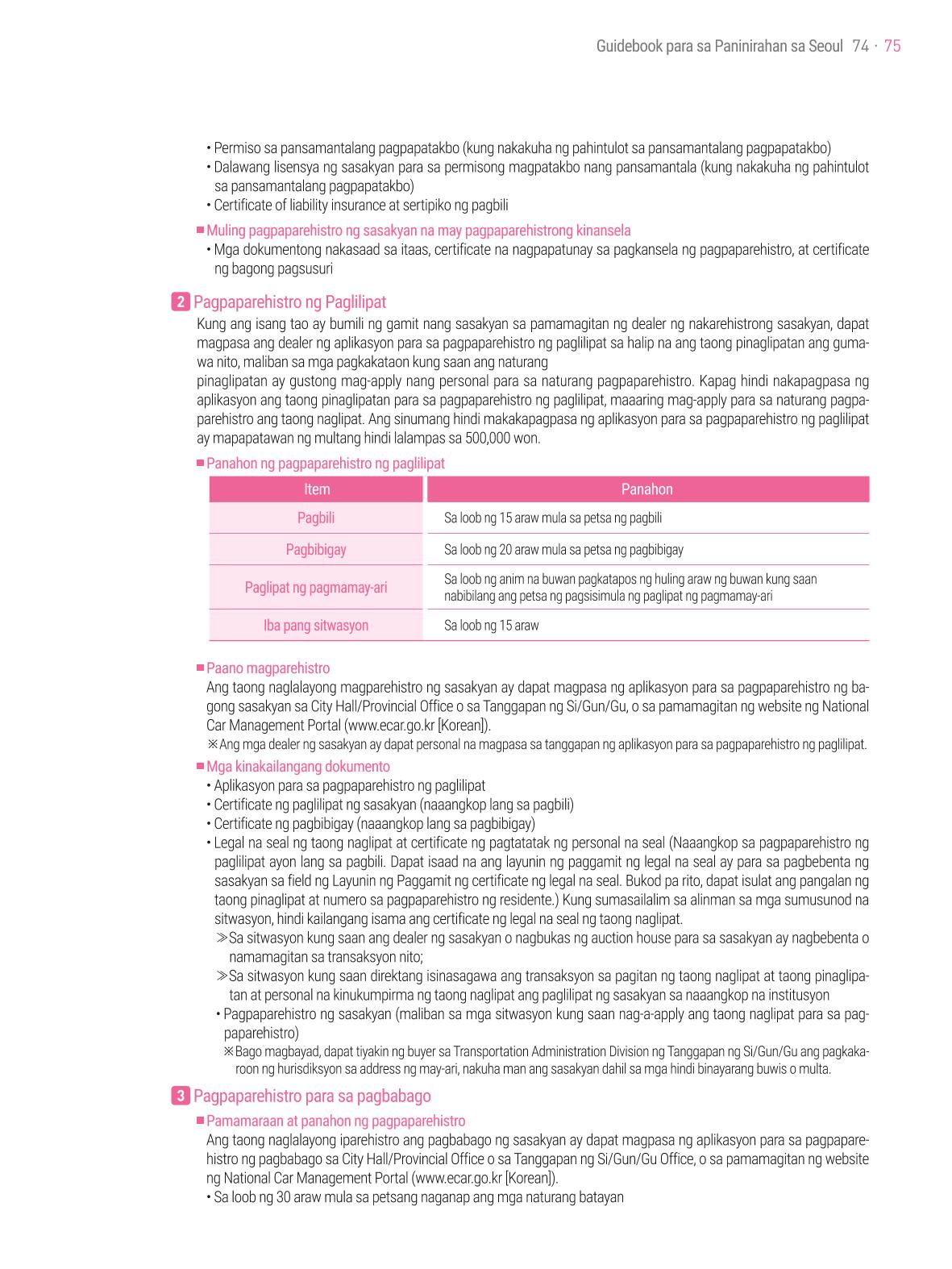 2021 Guidebook para sa Paninirahan sa Seoul_필리핀어 74페이지