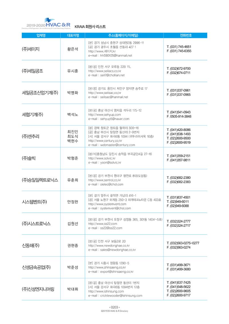 2019-2020 한국냉난방공조총람 205페이지