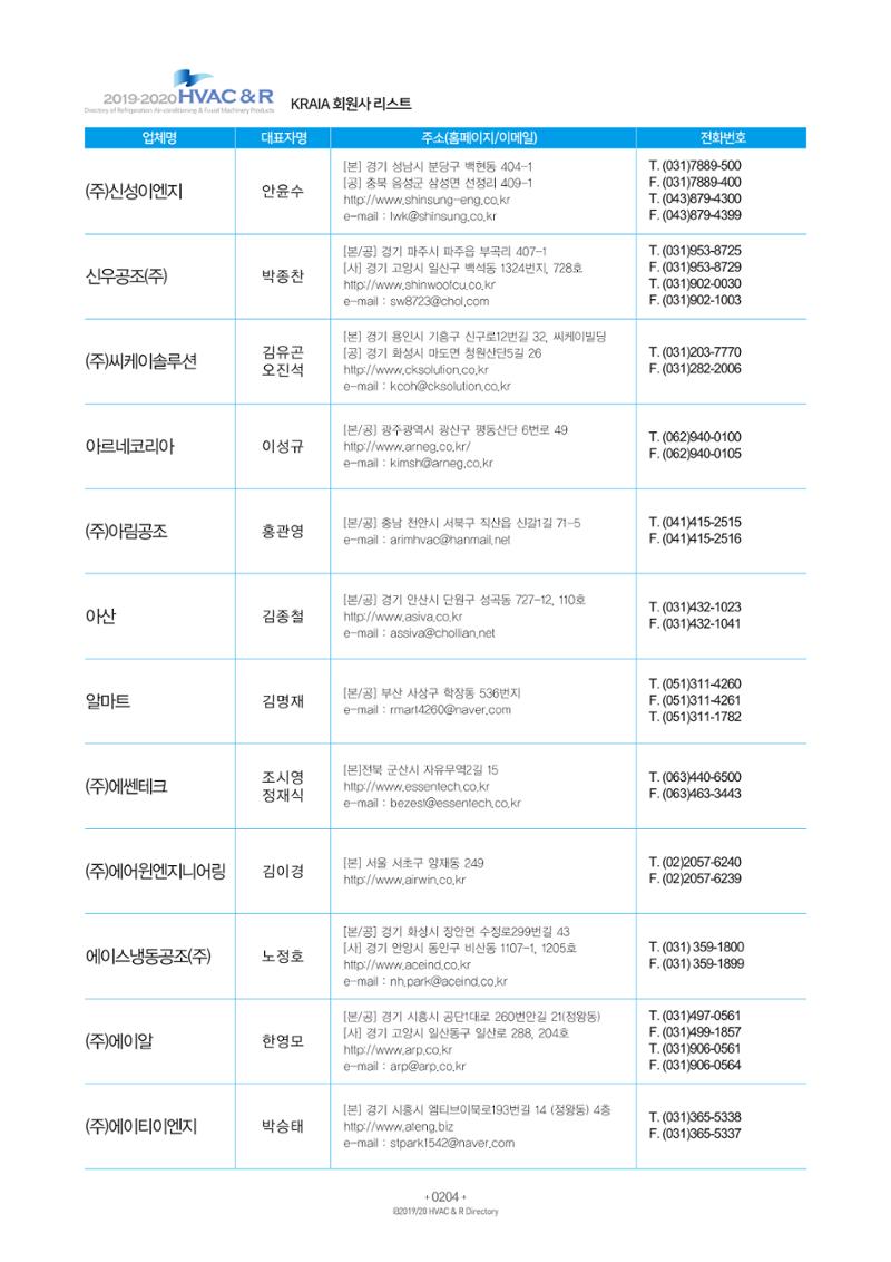 2019-2020 한국냉난방공조총람 206페이지