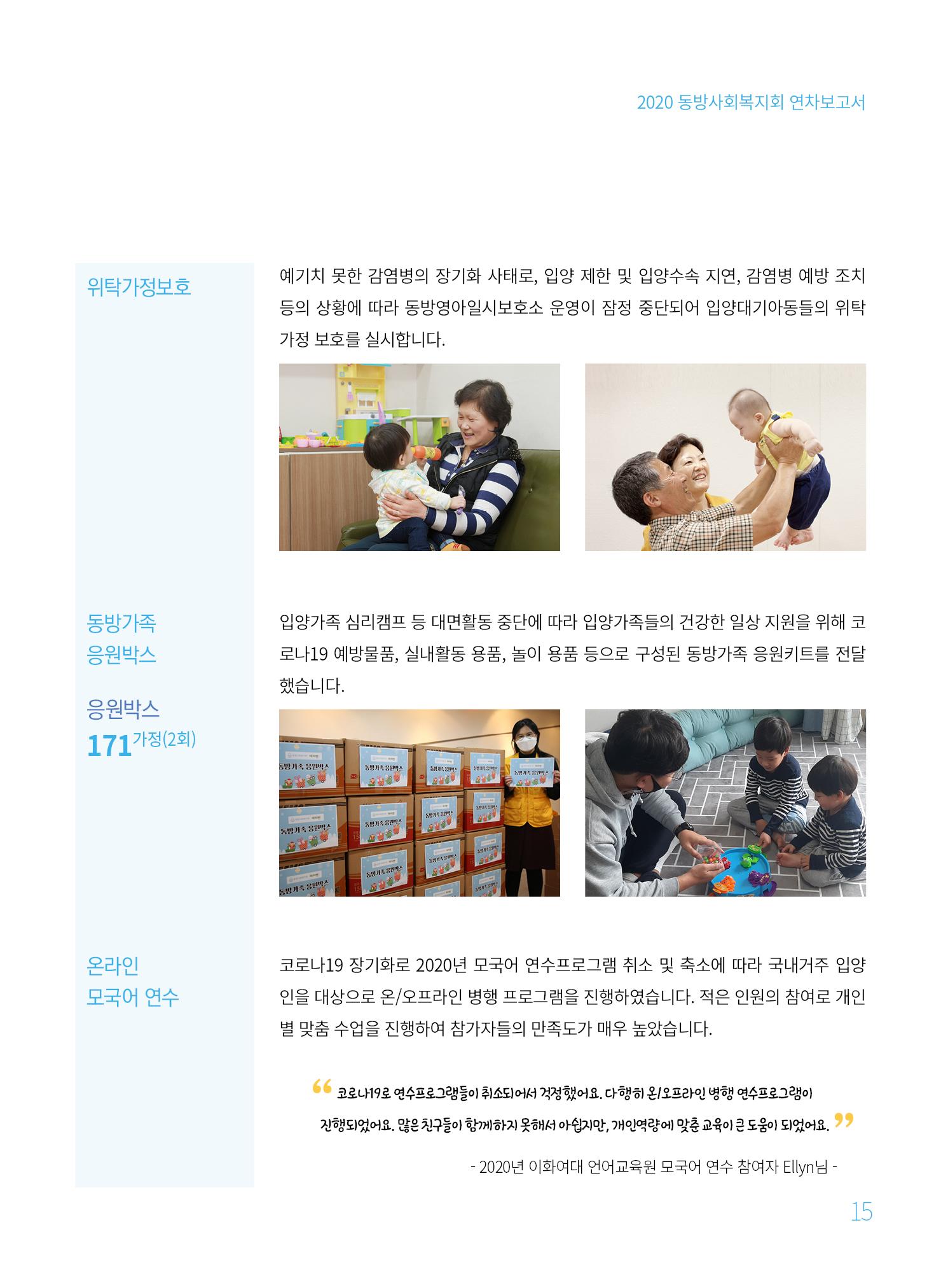 동방사회복지회 2020 연차보고서  15페이지