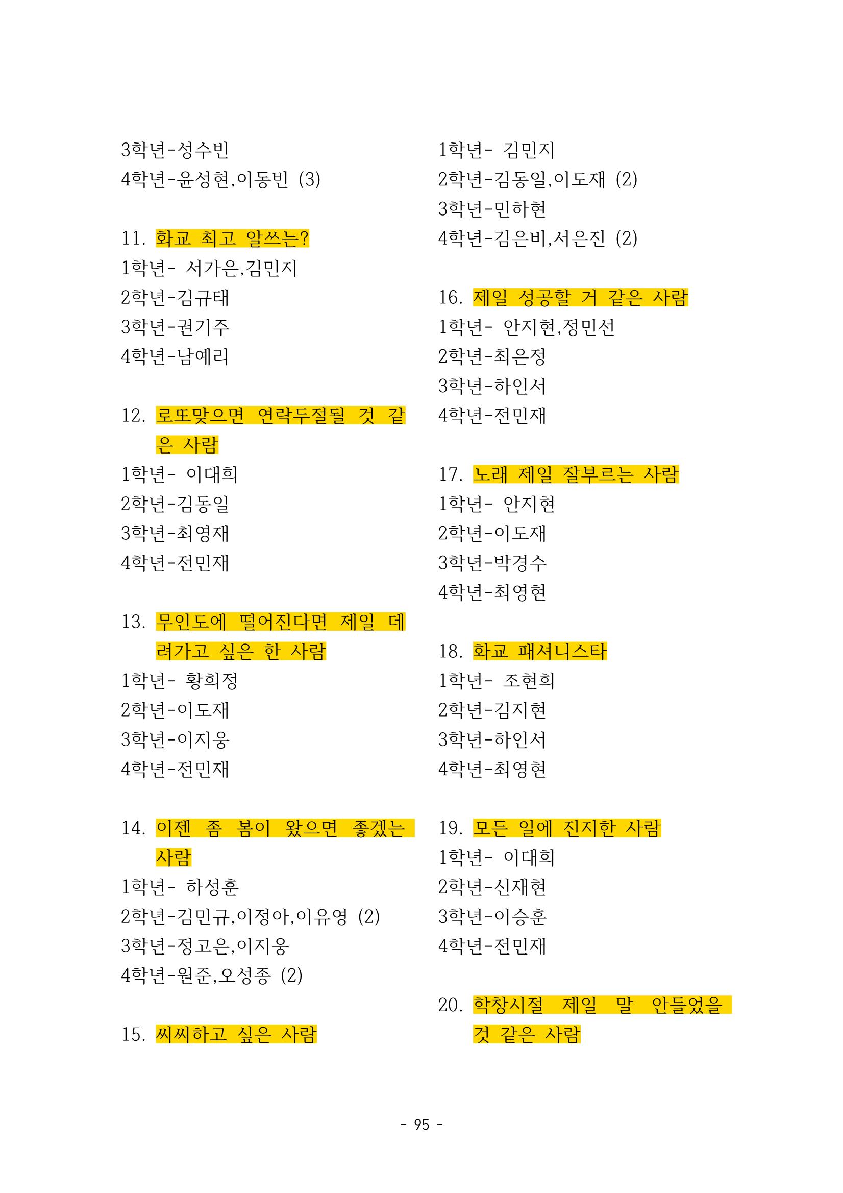 화교인의 맥 (2020) | 대구대 화학교육과 전공소양 잡지 96페이지