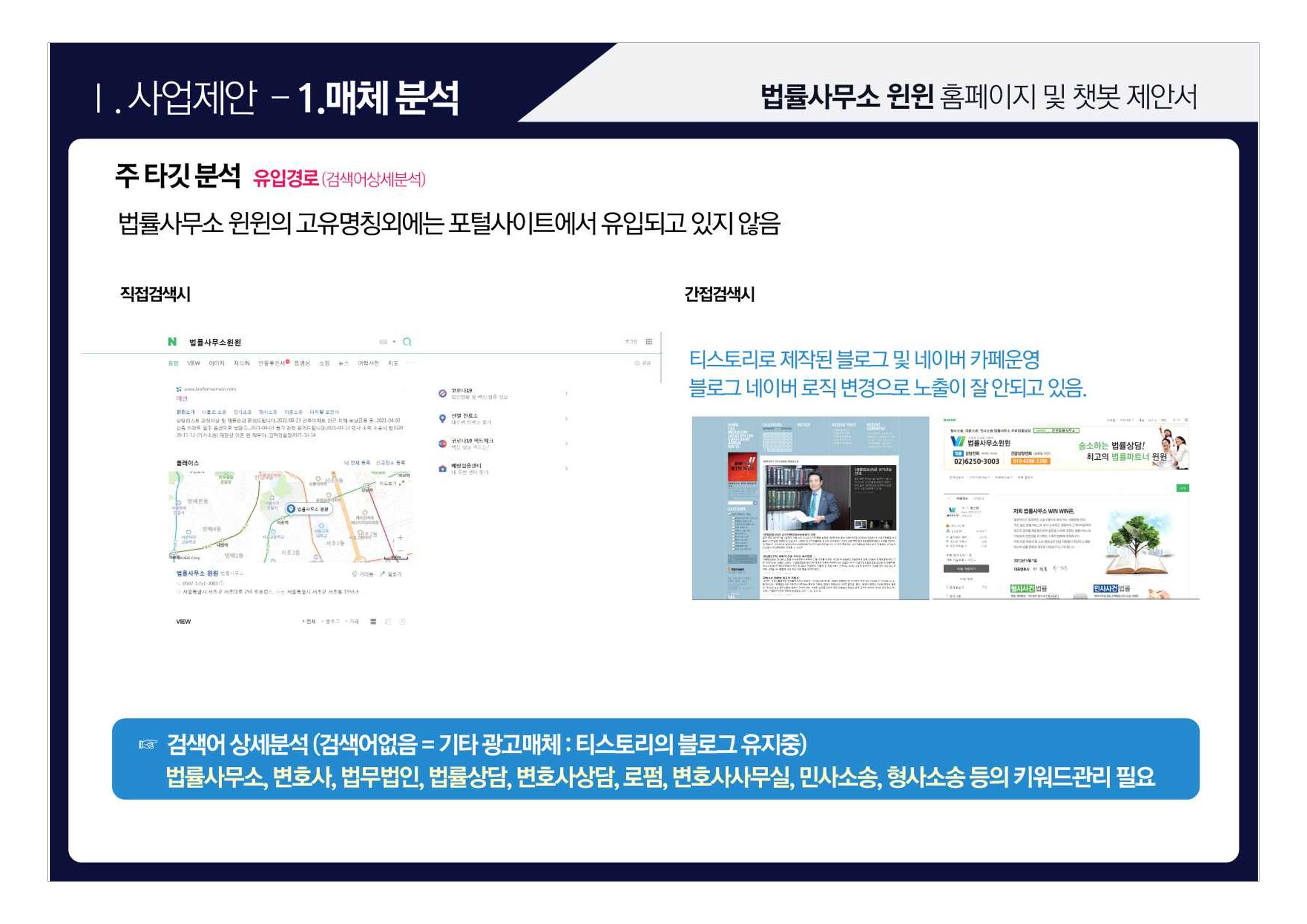 법률사무소 윈윈 홈페이지 및 챗봇 제안서 7페이지