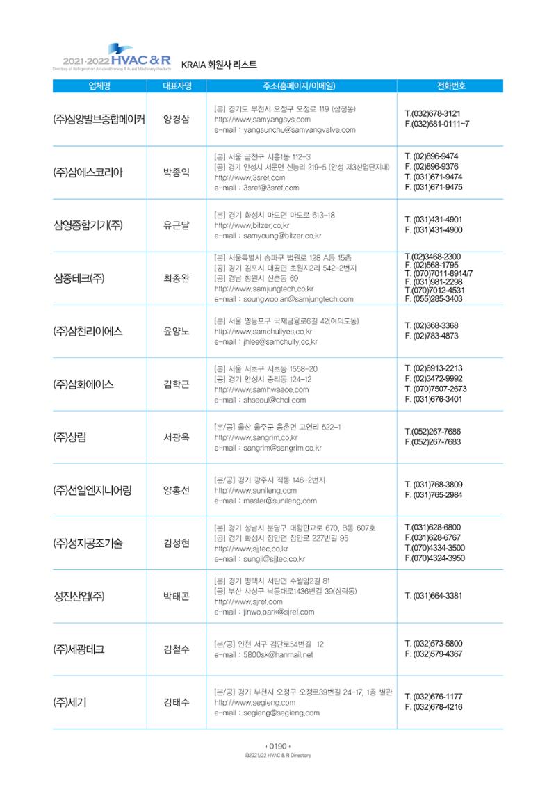 2021/22 한국냉난방공조총람 192페이지