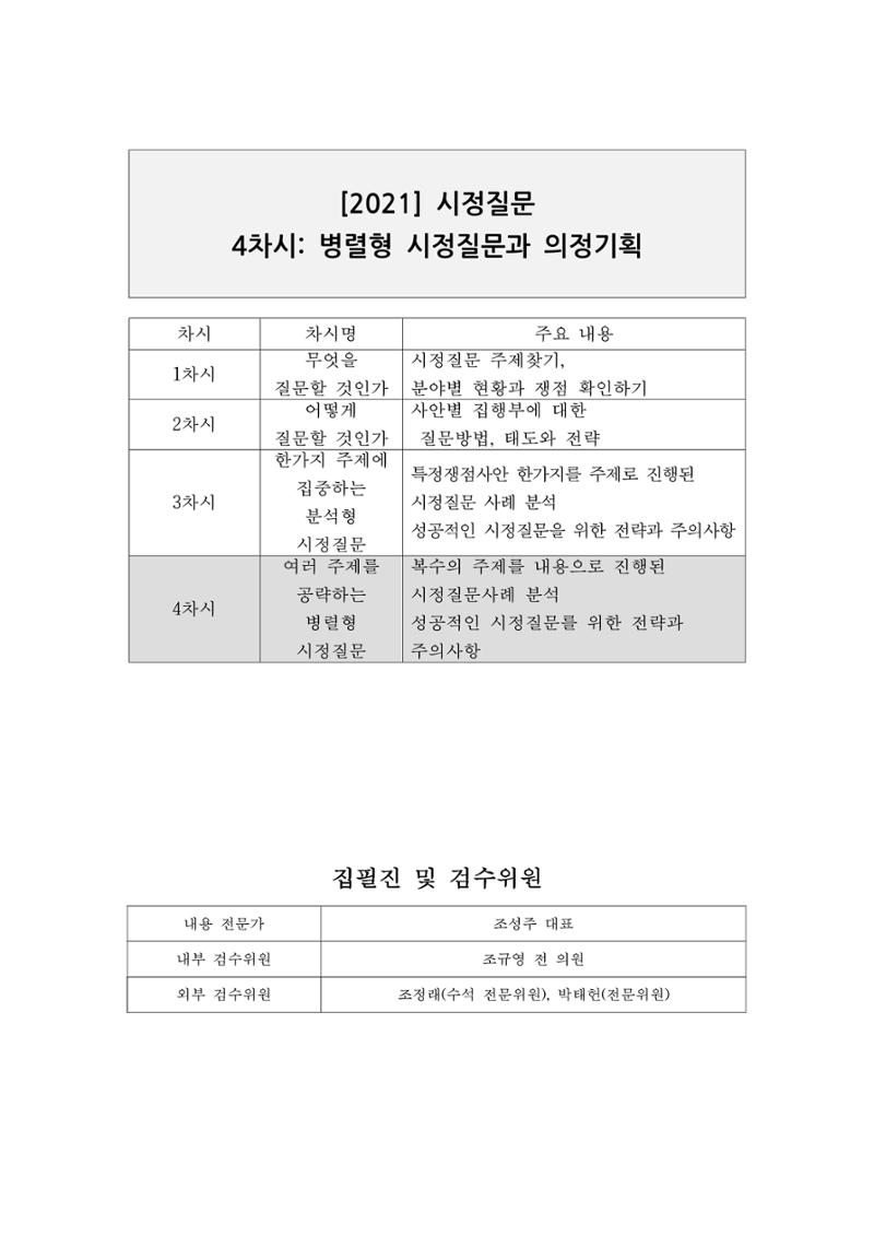 시정질문4_병렬형시정질문과의정기획 1페이지