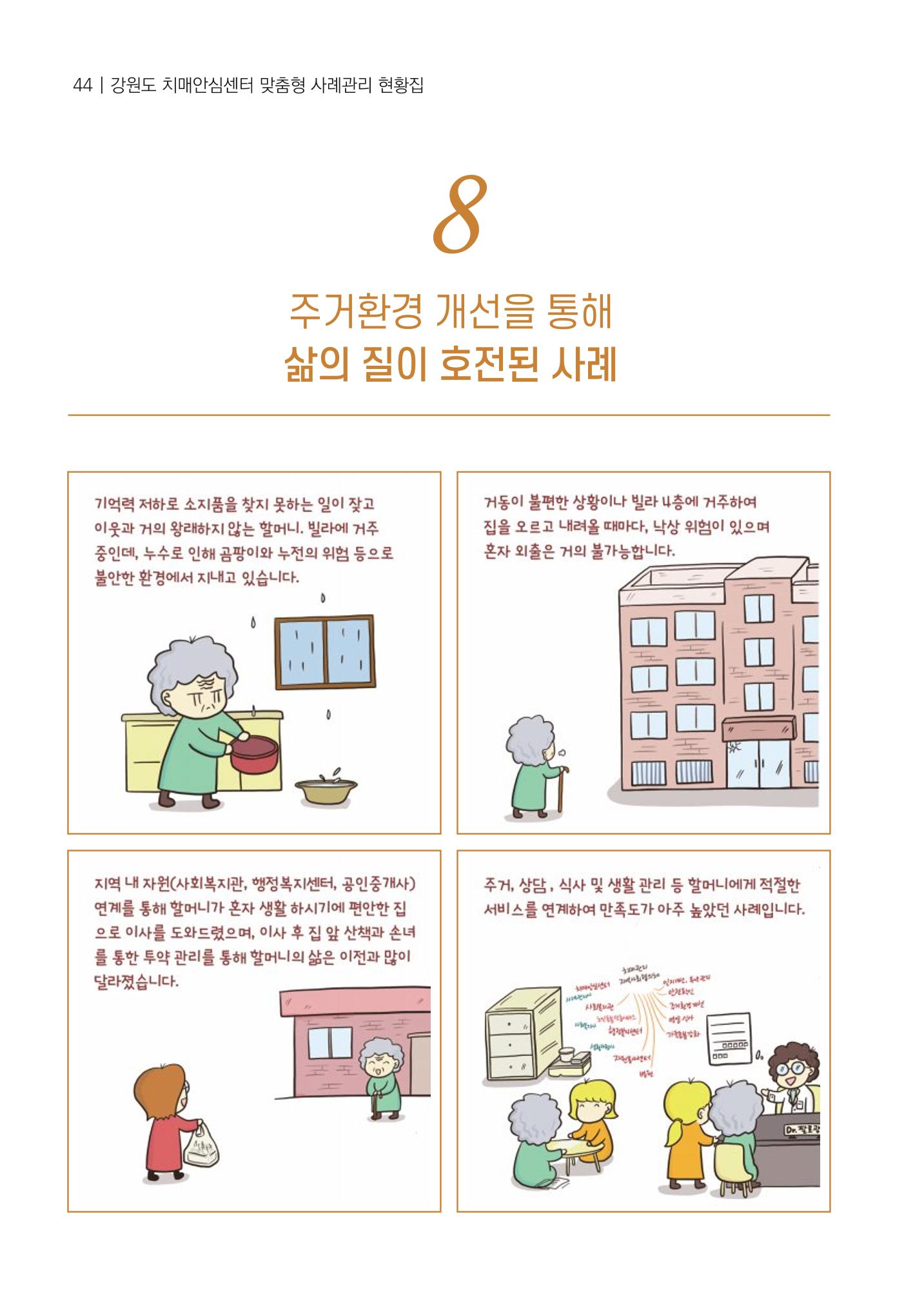 강원도 치매안심센터 사례관리 현황집 "힘들지만, 함께하는 행복' 44페이지