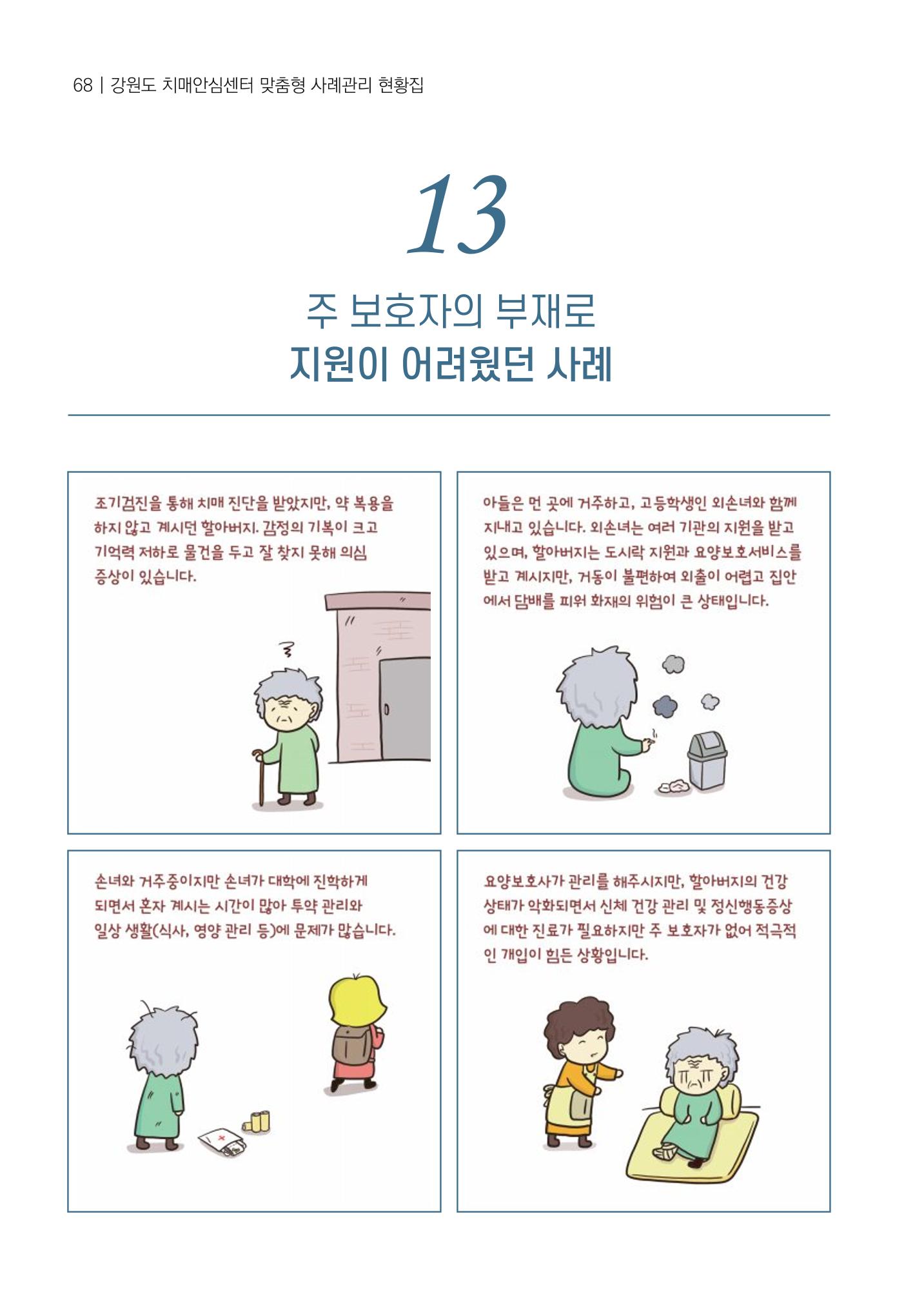강원도 치매안심센터 사례관리 현황집 "힘들지만, 함께하는 행복' 68페이지