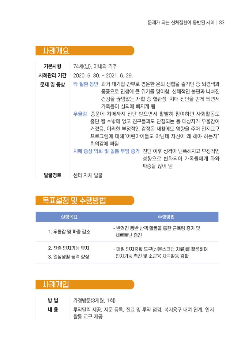 강원도 치매안심센터 사례관리 현황집 "힘들지만, 함께하는 행복' 83페이지