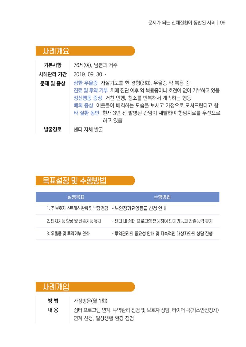강원도 치매안심센터 사례관리 현황집 "힘들지만, 함께하는 행복' 99페이지
