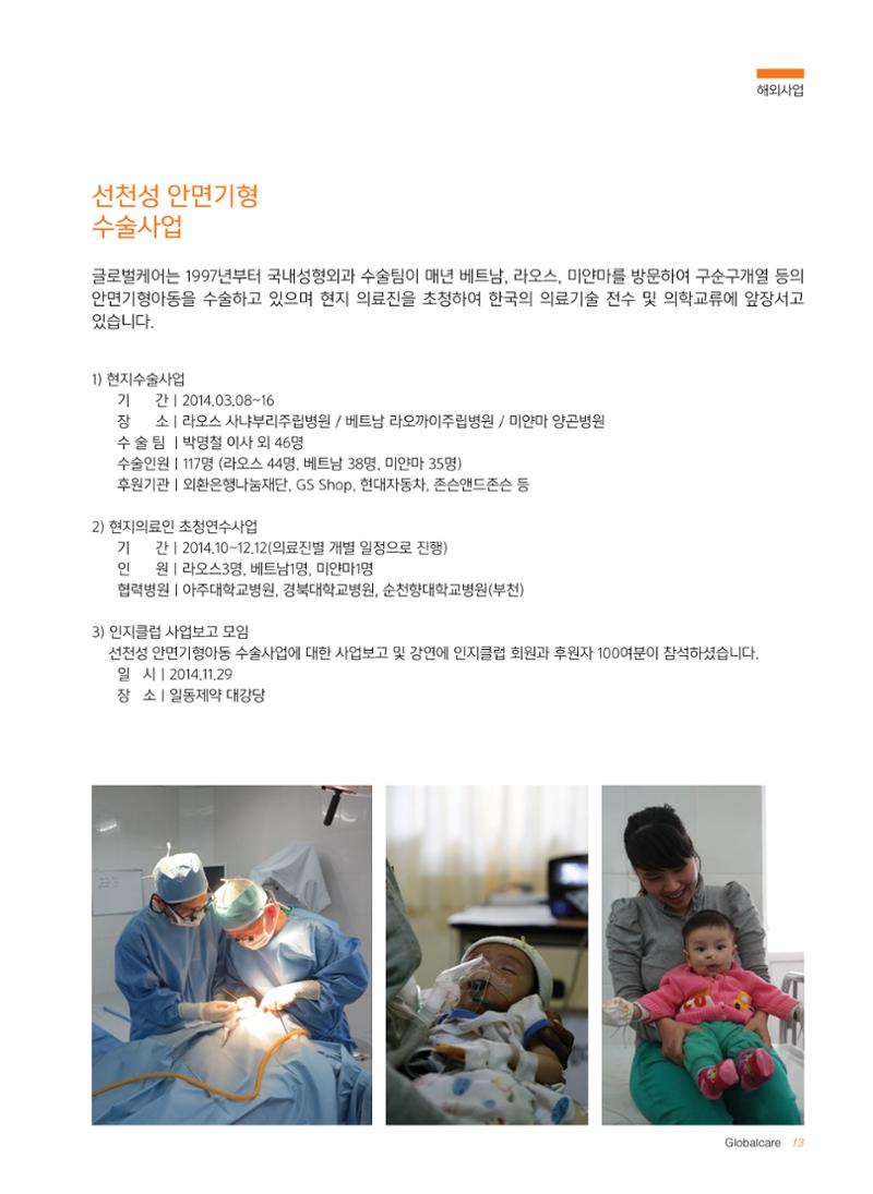 글로벌케어2014년 연차보고서 13페이지