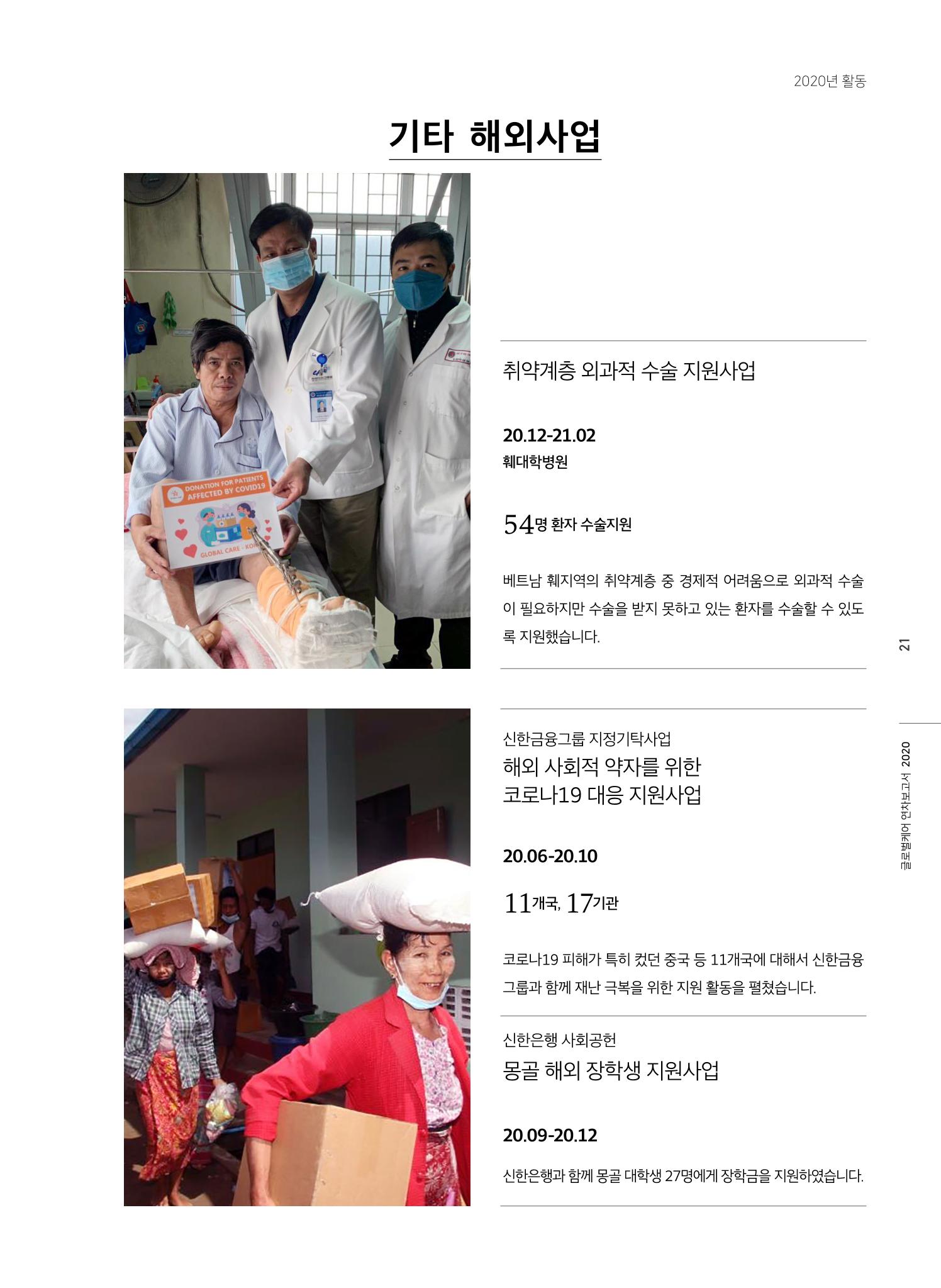 글로벌케어2020년 연차보고서 21페이지