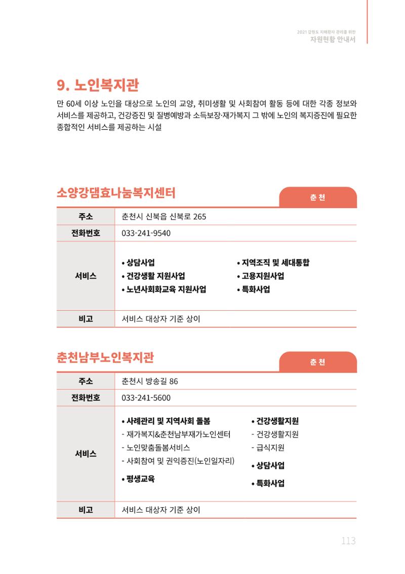 2021년 강원도 치매환자 관리를 위한 자원현황 안내서 113페이지