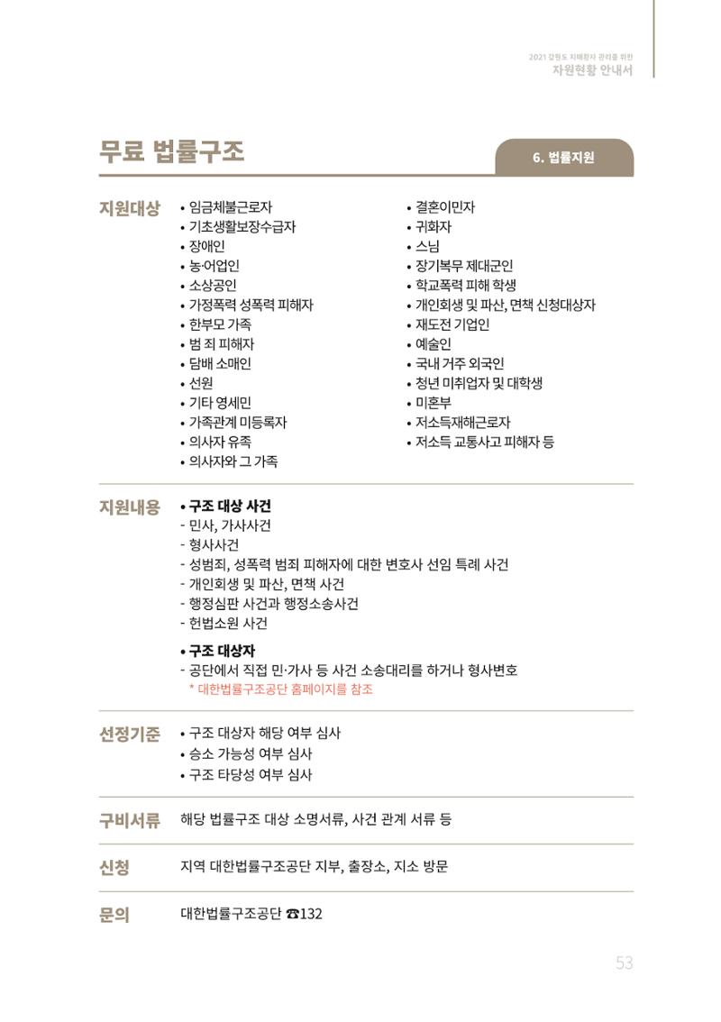 2021년 강원도 치매환자 관리를 위한 자원현황 안내서 53페이지